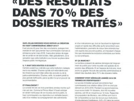 "Des résultats dans 70% des dossiers traités"