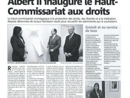 "Albert II inaugure le Haut Commissariat aux droits"