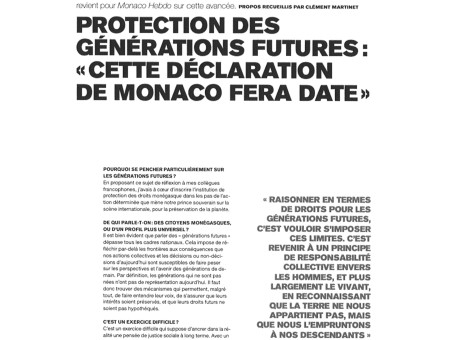 Protection des génréations futures : "Cette déclaration de Monaco fera date" Monaco Hebdo, jeudi 5 aôut 2021